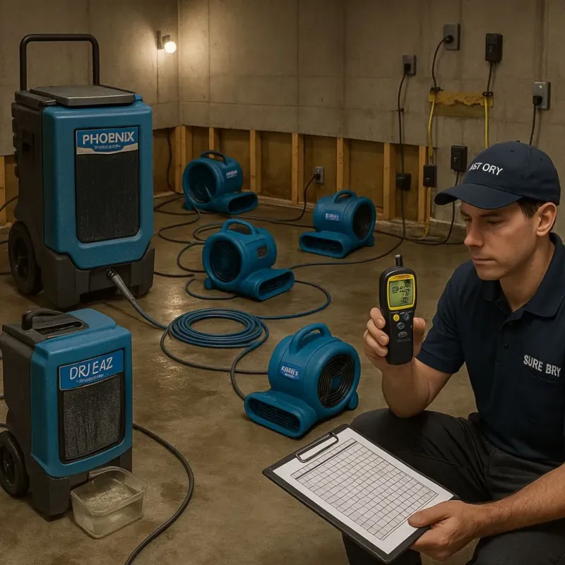 Structural Drying and Dehumidification process in Pingree Grove, IL
